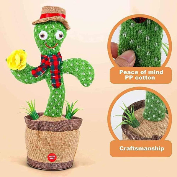 Rechargeable Dancing Cactus Toy with Songs Plush Funny Electronic Singing Dancing Cactus Shaking Cactus Lightning, Wriggle Twisting Cactus Cute Plush Toy Education Toy for Children Playing Birthday Gift and Home Decoration Kids Toy