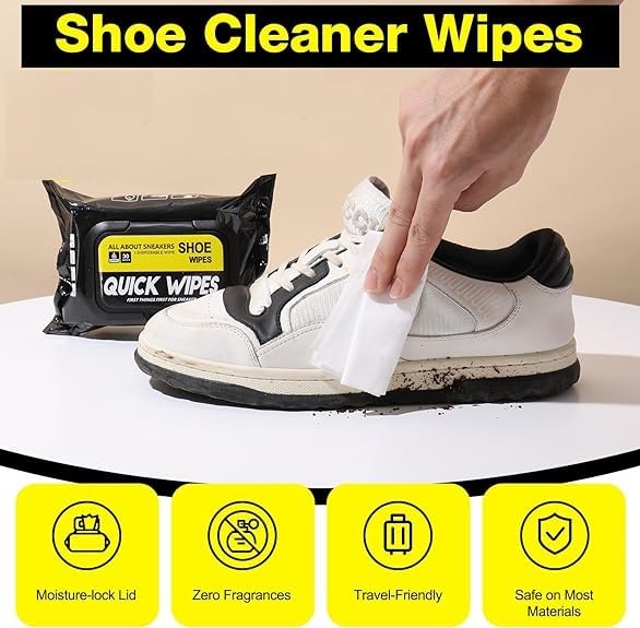 Shoe Wipes Quickly Remove Dirt & Stains - These Disposable Shoe Cleaning Wipes Can Be Used On Footwear (1Pack of 80pcs)