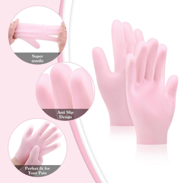 Moisturizing Soft Silicone Gel Spa Hydrating Gloves Repairing Dry Cracked, Aging Hands, Eczema, and Softening Rough Skin, Calluses, One Size Fits Most (Pair)