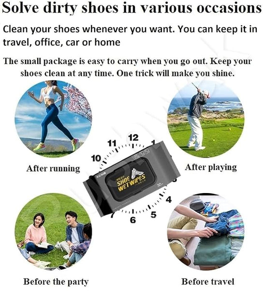 Shoe Wipes Quickly Remove Dirt & Stains - These Disposable Shoe Cleaning Wipes Can Be Used On Footwear (1Pack of 80pcs)