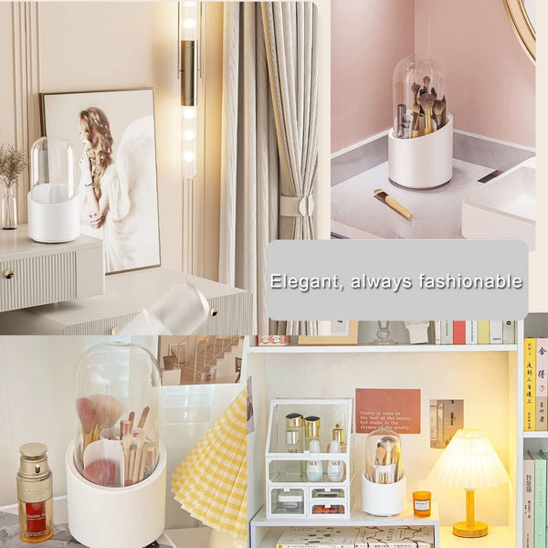 360° Rotating Makeup Brush Holders Organizer Lid Dust proof