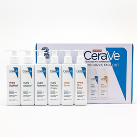 Cerave Moisturizing Facial Kit – 6-step Hydra Skincare Set For Face & Body | Includes Cleanser, Moisturizer, Exfoliator & More | Dermatologist-developed