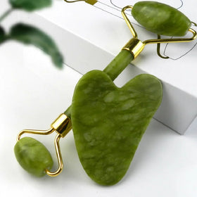 Jade Roller for Face - Improves Skin Tone and Blood Circulation - Skin Care Face Roller Reduces Under-Eye Puffiness and Dark Circles