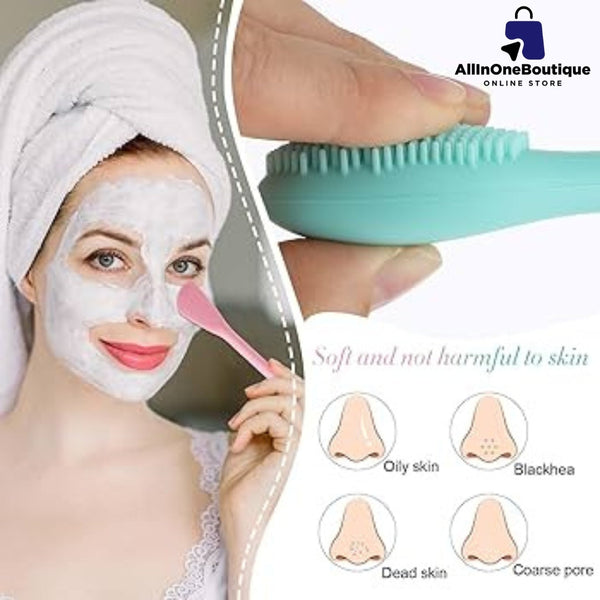 Silicone Face Mask Applicator, 2 in 1 Double-Sided Facial Scrubber Brush Tool (Pack of 2)