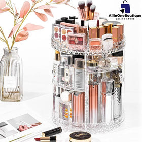 Makeup Organizer, 360 Degree Rotating Cosmetic Storage Organizer, 7-Layer Adjustable Makeup Display Case