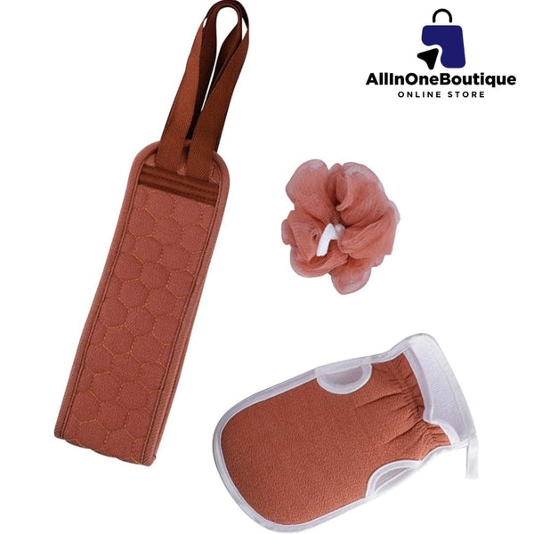 3 Pieces Bath Shower Sponge Set for Cleaning Body, Bath Back Scrubber, Exfoliating Gloves, Honeycomb Sponge.