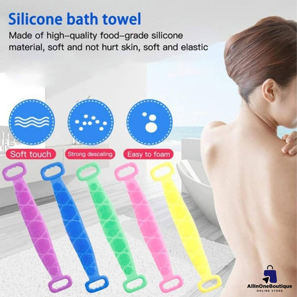 Silicone Bath Belt– Extra Long-Double-Sided Bath Scrub, Back Washer for Shower Men & Women - Back Exfoliator