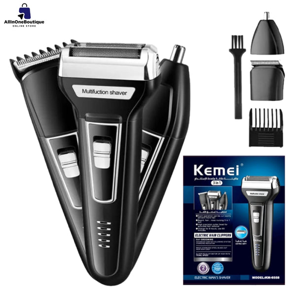 Kemei KM-6330 ( 3 In 1 ) Hair Trimmer - Rechargeable Hair Clipper