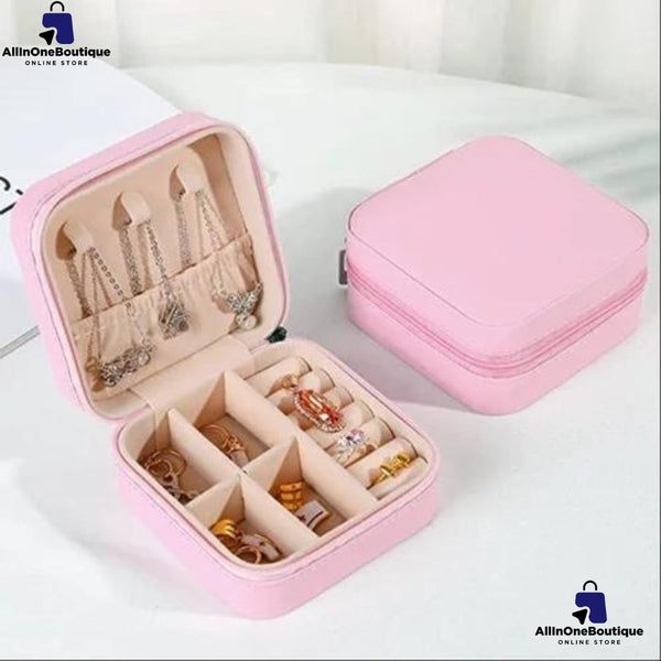 Jewellery Organiser Leather Zipper Portable Storage Box Case with Dividers Container for Rings, Earrings, Necklace Home Organizer