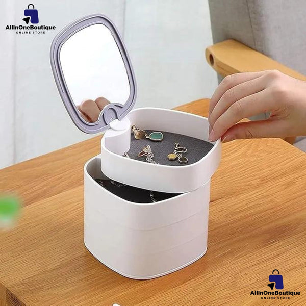 Rotating Jewelry Storage Box 4 Layers high quality Portable Travel Jewelry Holder Jewelry Accessory Organizer with mirror and new design with layers Bracelets Rings Earrings Holder for girl and women