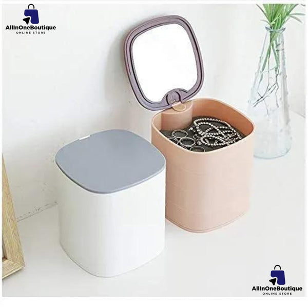 Rotating Jewelry Storage Box 4 Layers high quality Portable Travel Jewelry Holder Jewelry Accessory Organizer with mirror and new design with layers Bracelets Rings Earrings Holder for girl and women