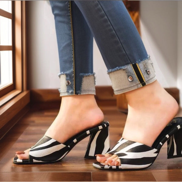 Zara Zebra Triangle Heels