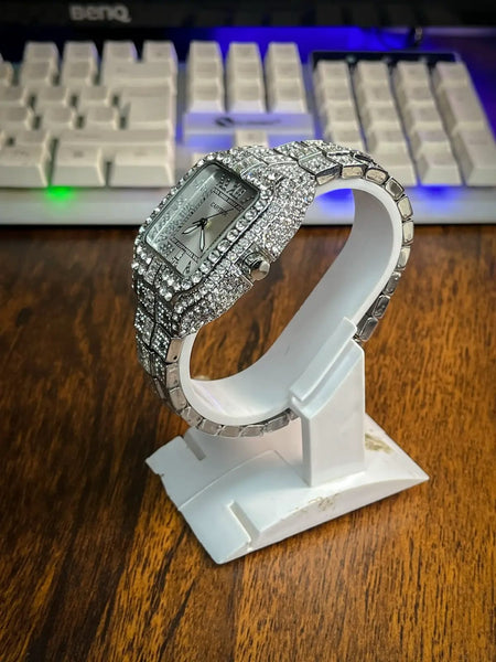 WHITE ICED OUT WATCH