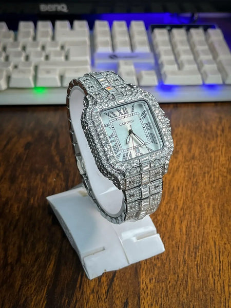 WHITE ICED OUT WATCH