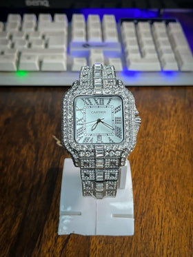 WHITE ICED OUT WATCH