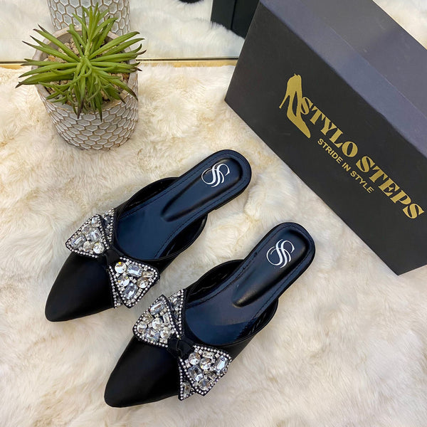Jewel Charm Bow Mules